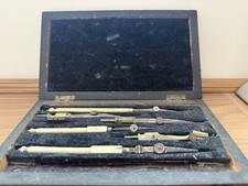 Antique Draftsman Technical Drawing Set, Geometry, Engineering, Rosewood Case