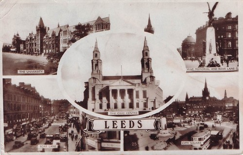Vintage rppc postcard leeds - postcard,