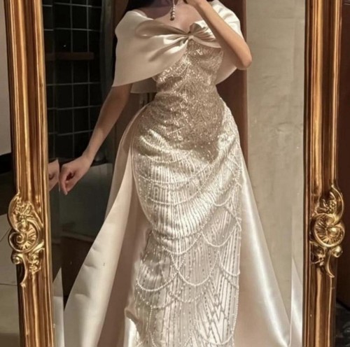 White and silver beaded - silver,