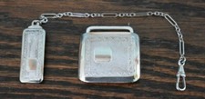 Antique 1920's-30's "Bull Dog" Front Belt Buckle Watch Chain Fob & Original Box