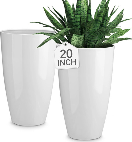 White plastic planters 2 - white,