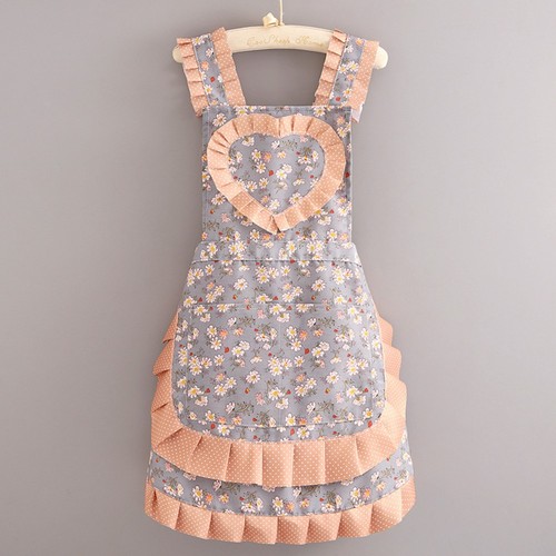 Floral canvas kitchen apron - floral,