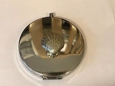 Sea Shell TG127 Fine Pewter on Round Shape Compact Mirror