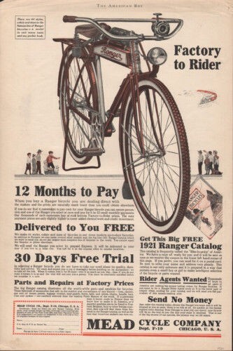 1921 mead ranger bicycle sport - mead,