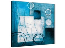 Teal White Painting Bathroom Canvas Accessories - Abstract 1s432s - 49cm