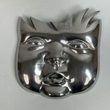 Large chrome metal art smiling - large,