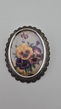 Vintage Signed TLM Thomas L Mott Pansy Flower Silver BROOCH Pin Jewellery