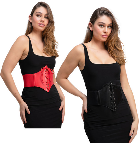 Black red corset ladies - red,