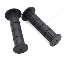 Slide-On BMX Flanged Grips - Waffle Pattern - Classic / Old School Style - Black