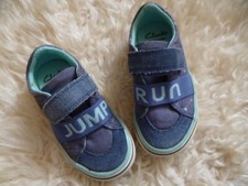 "CLARKS BOYS"FIRST SHOES" TRAINERS 5 F  RUN/JUMP BLUE/STAR DESIGN G/PREWORN COND