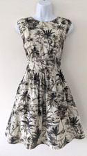 Ladies Emily and Fin Pacific Print 100% Cotton Fit & Flare Dress Size UK Medium