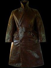 40s WW2 GERMAN LUFTWAFFE Leather OFFICERS Trench Police Dispatch WW1 Coat Jacket