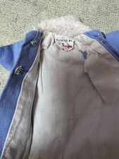 Vintage Sindy Blue Cotton Lined Coat with Fleece Collar 1960s Pedigree