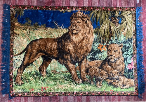 Vintage velvet tapestry - vintage, lion