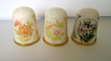 UNUSUAL CAVERSWALL  FLOWER PATTERNED BONE CHINA THIMBLES
