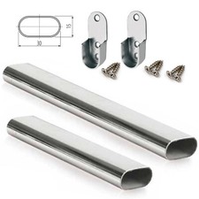 Wardrobe Oval  Hanging Rail + Fittings Tube Bar Clothes Storage Chrome Pole