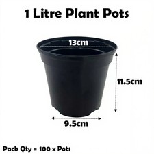 1 Litre Black Plant Pots