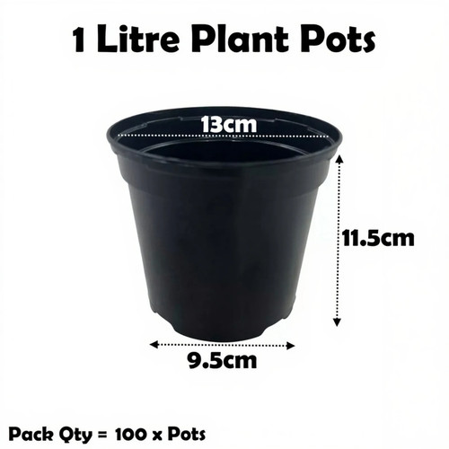 Litre black plant pots - litre,