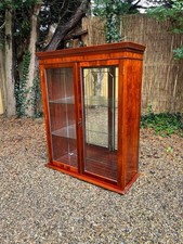 Antique reproduction yew wood glass cocktail drinks display cabinet