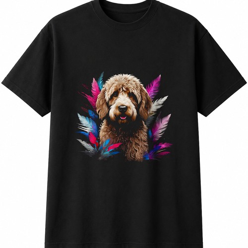 Labradoodle with feathers dark - with,