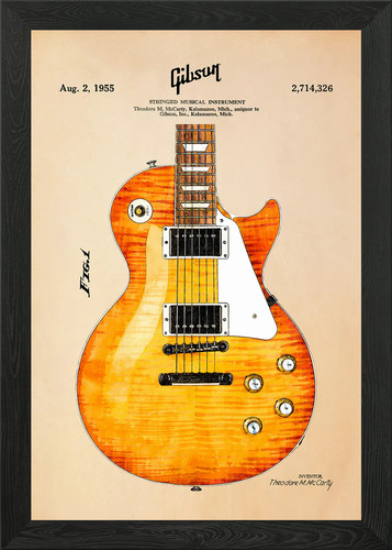 Gibson les paul - patent, framed