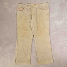 Vintage Jumbo Cord Flared Trousers W36 L30 Men's Off-White Corduroy