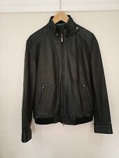 Jasper Conran mens black Leather Bomber/Biker Jacket.  Large