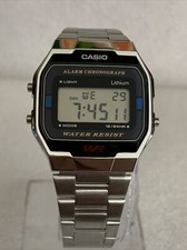CASIO ALARM CHRONOGRAPH WATCH SILVER A163W. 1