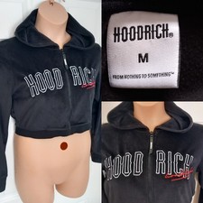 Hoodrich Black Crop Hoodie Women's Size M Pockets Sportswear Casual Outdoors
