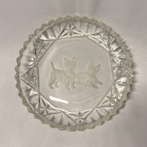 Clear pressed glass plate dish - plate,
