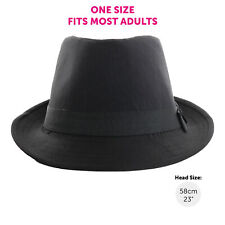 QUALITY BLACK TRILBY HAT FASHION FANCY DRESS COSTUME ACCESSORY 58CM OR 60CM