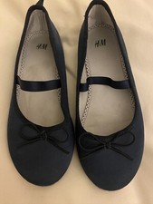 H&M girls Navy satin ballet