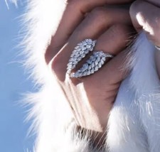 Adjustable Silver Or Rose Gold Diamante Angel Wings Ring