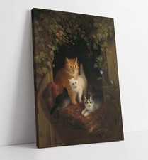 HENRIETTE RONNER KNIP, CAT WITH KITTENS -CANVAS WALL ARTWORK PICTURE PRINT