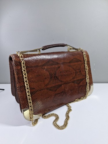 Vintage brown lizard leather - vintage,