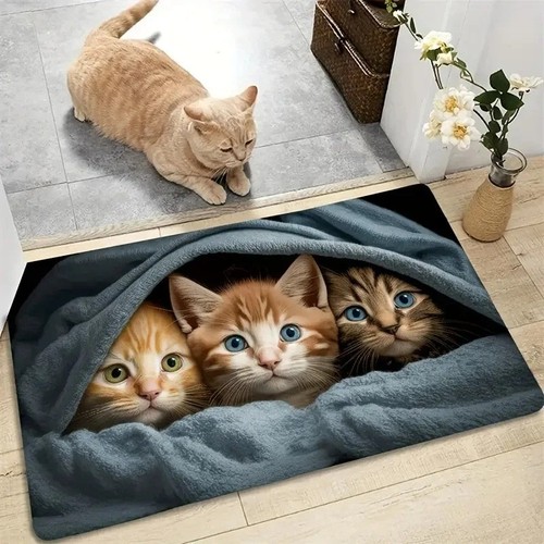 Cartoon cat door mat - cartoon, 2d