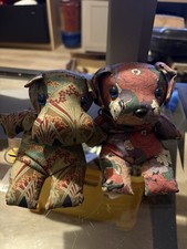 2 vintage Bean Bag Toy Dog & hippo made By Liberty of London