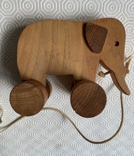 Pull along wooden elephant - wooden,