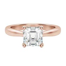 2.00 Carat Asscher Cut Lab Grown Diamond Solitaire Engagement Ring 14K Rose Gold