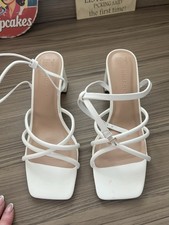 White Strappy Sandals. Block