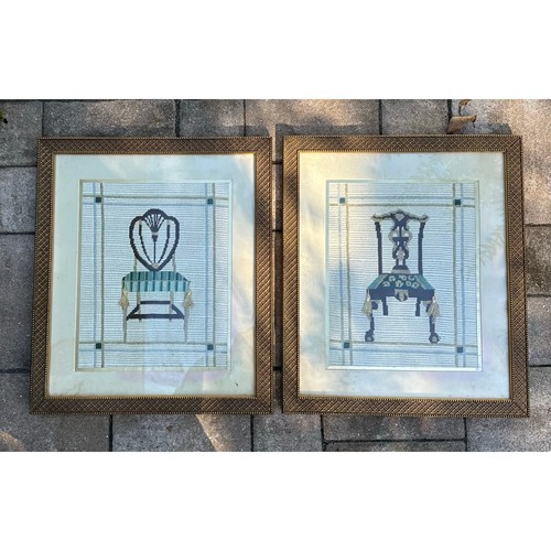 Vintage needlepoints framed - vintage,
