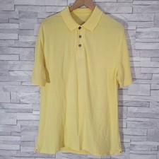 Mens BLUE HARBOUR Polo Shirt Yellow Medium Short Sleeved Cotton Casual M&S 
