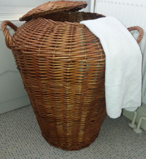 Wicker Laundry Basket Vintage Ali Baba Style 1960s 1970s 1980s Storage 