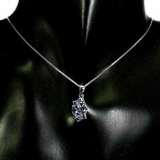 Silver Pendant Blue Tanzanite Genuine Natural Gems Solid Sterling With Chain
