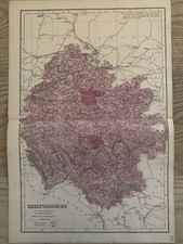 1884 Herefordshire Original Antique Hand Coloured County Map by Edward Weller