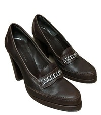 NICOLE FARHI Brown Leather Heels Court Shoes Women’s Size UK 5 EU 38 Vintage