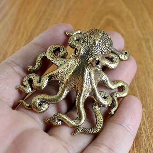 Brass metal octopus statue - metal,