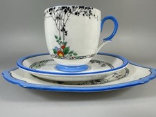 SHELLEY ART DECO LOMOND  SHAPE, TALL BLACK TREES PATTERN TRIO  11615