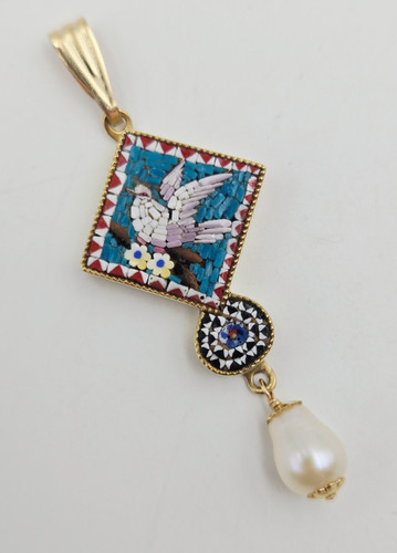 Micro mosaic bird pendant - micro,