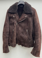 Mens Gucci Brown Shearling Biker Jacket 56 XL